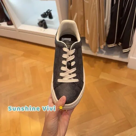 NEW COACH Women's High Line Sneaker Charcoal/Black CW970 us8 - Picture 2 of 12